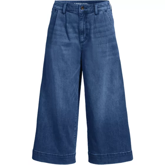 Women's Denim Mid Rise Wide Leg Culotte Jeans - primary