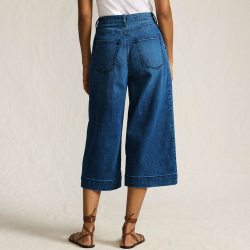  Lands' End Culotte-jeans Mit Bundfalten Mid Waist, Damen, Größe:34 Regular, Blau, Baumwolle/polyester/baumwoll-mischung, By Lands' End 