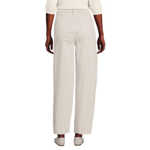Women's Corduroy High Rise Barrel Leg Ankle Pants, Back