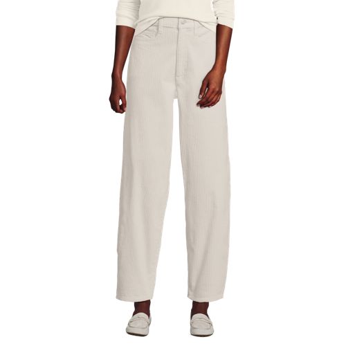 Women's Corduroy High Rise Barrel Leg Ankle Pants, Front