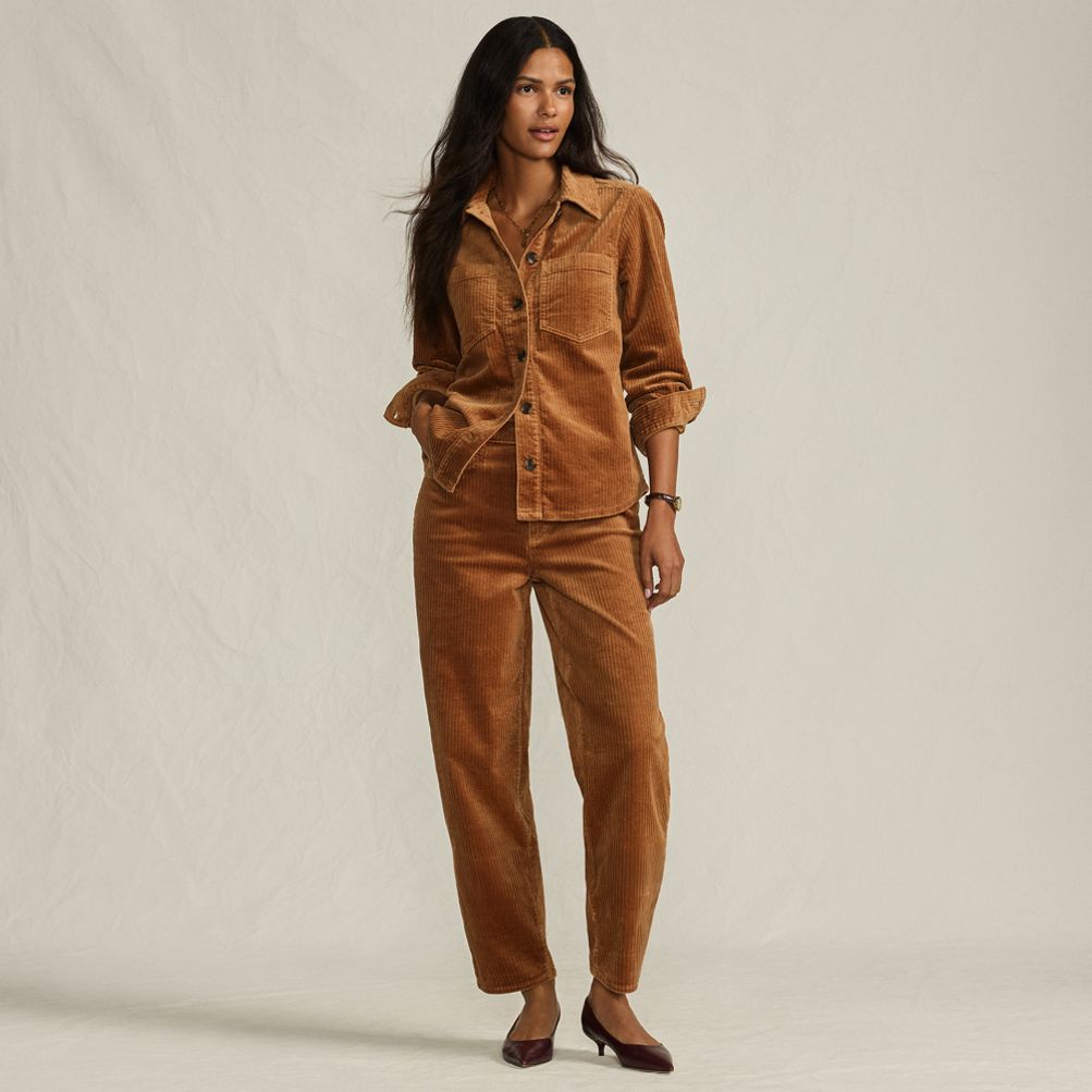 Women's Corduroy High Rise Barrel Leg Ankle Pants | Lands' End