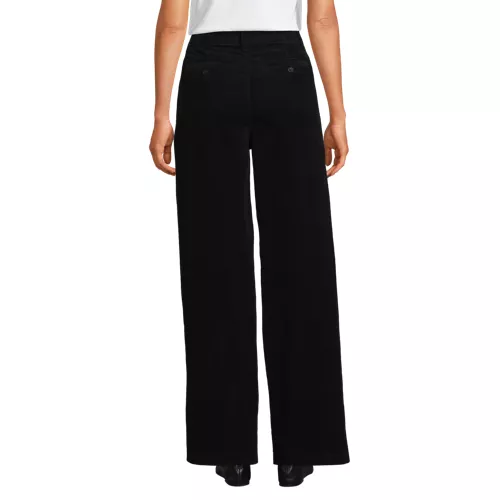Women's Corduroy High Rise Wide Leg Top Stitch Trousers, Back