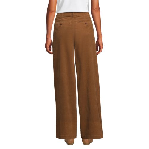 Women's Corduroy High Rise Wide Leg Top Stitch Trousers, Back