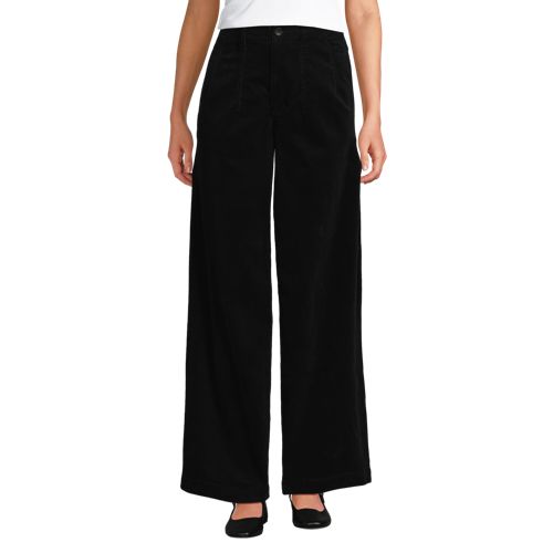 Women's Corduroy High Rise Wide Leg Top Stitch Trousers, Front