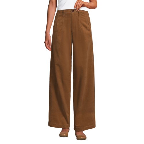Women's Corduroy High Rise Wide Leg Top Stitch Trousers, Front