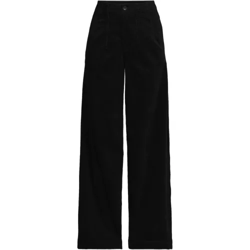 Women's Corduroy High Rise Wide Leg Top Stitch Trousers, Front