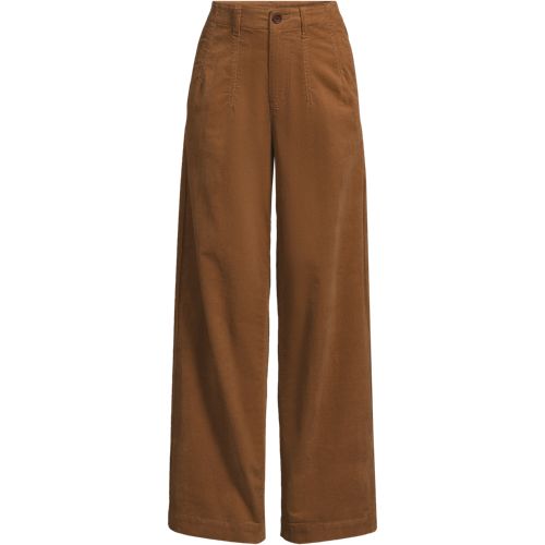 Women's Corduroy High Rise Wide Leg Top Stitch Trousers, Front