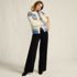 Women's Corduroy High Rise Wide Leg Top Stitch Trousers, alternative image