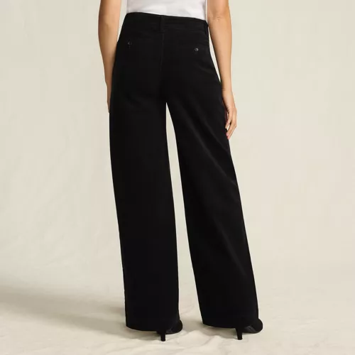 Women's Corduroy High Rise Wide Leg Top Stitch Trousers, Back