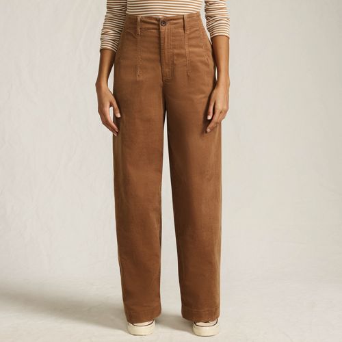 Women's Corduroy High Rise Wide Leg Top Stitch Trousers, Front