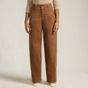 Women's Corduroy High Rise Wide Leg Top Stitch Trousers