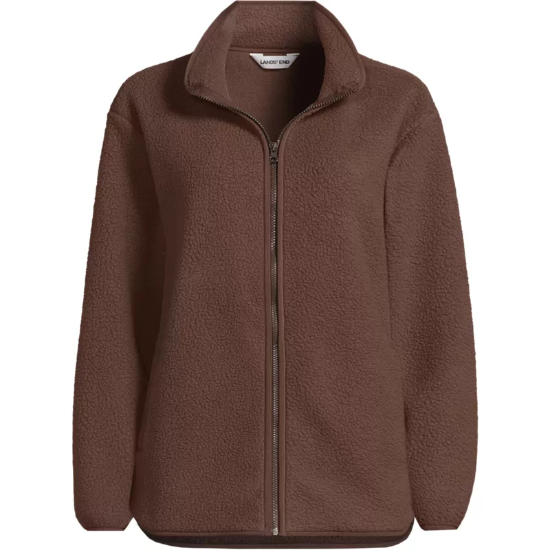 Women's Plus Size Cozy Sherpa Full Zip Fleece Jacket, Front