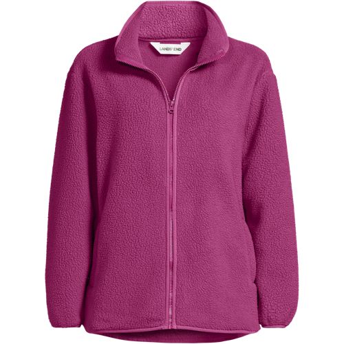 Sherpa Fleece Full Zip Jacket, Women, size: 1X, plus, Red, Polyester, by Lands' End
