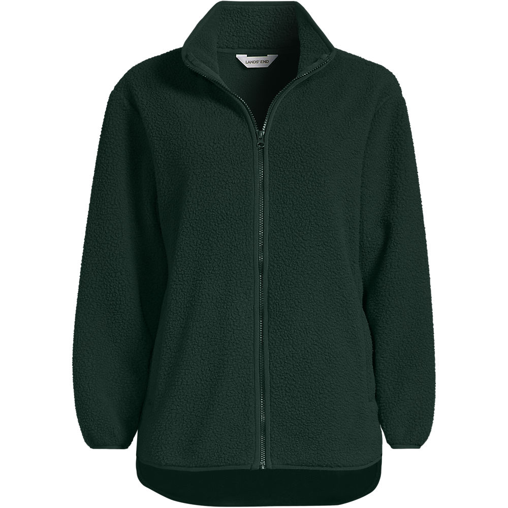 Sherpa Fleece Full Zip Jacket, Women, size: 2XL, plus, Green, Polyester, by Lands' End