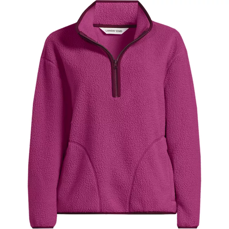 Women's Plus Size Half Zip Cozy Sherpa Fleece Pullover, Front