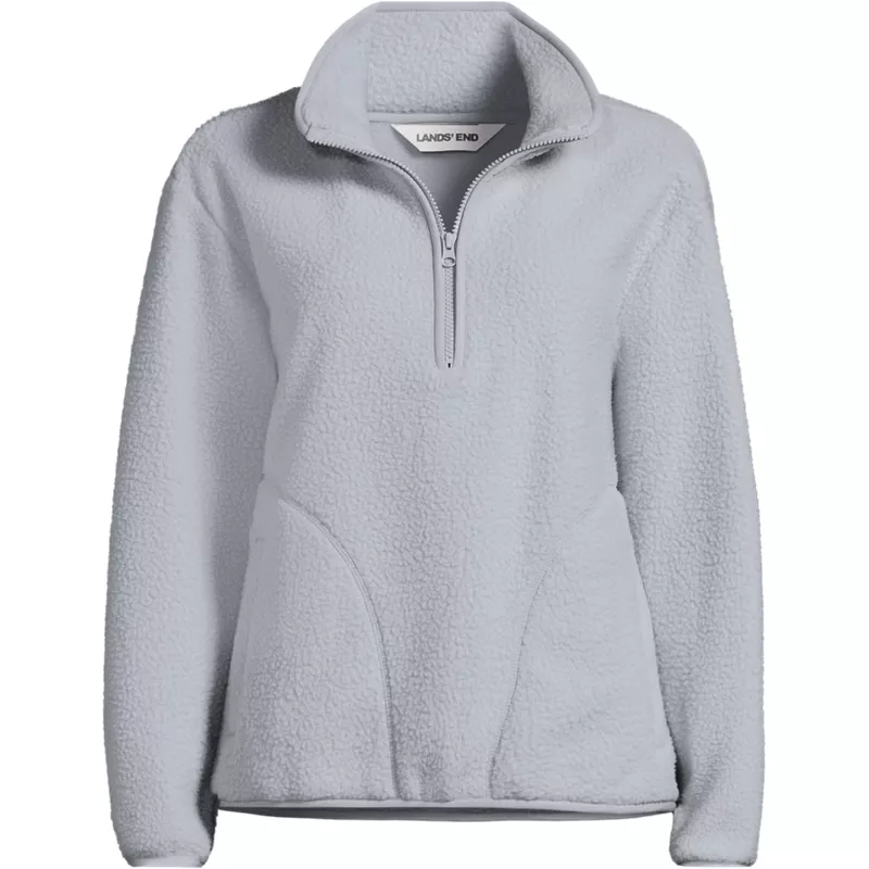 Women's Petite Half Zip Cozy Sherpa Fleece Pullover, Front