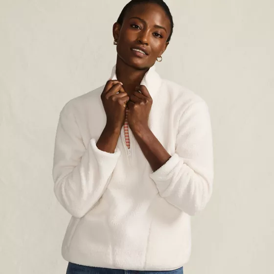 Women's Half Zip Cozy Sherpa Fleece Pullover - primary