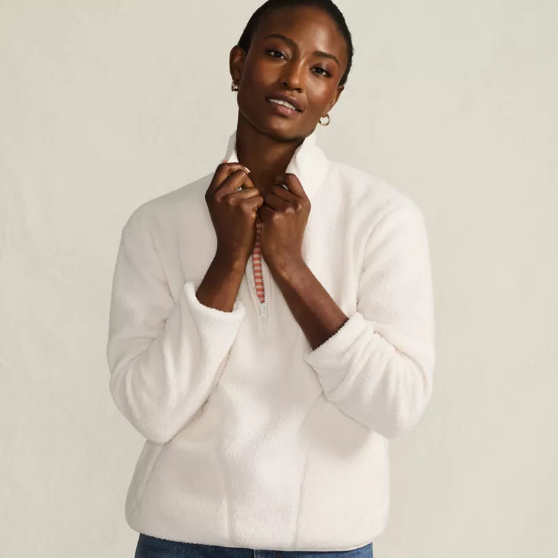 Women's Half Zip Cozy Sherpa Fleece Pullover, alternative image