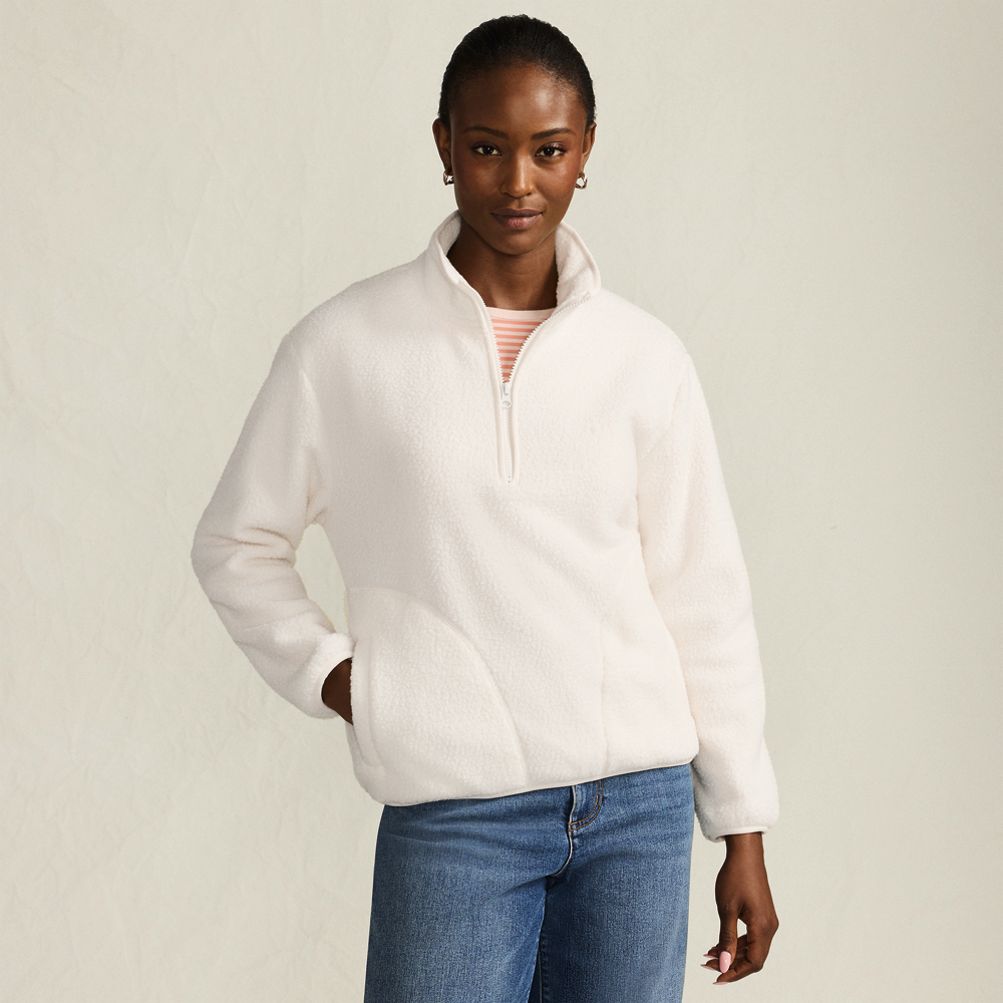 Women's Half Zip Cozy Sherpa Fleece Pullover | Lands' End