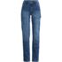 Women's Petite Soft Denim High Rise Rail Straight Leg Utility Jeans, Front