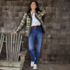 Women's Petite Soft Denim High Rise Rail Straight Leg Utility Jeans, alternative image