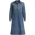 Women's Soft Denim Popover Long Sleeve Shirt Dress, Front