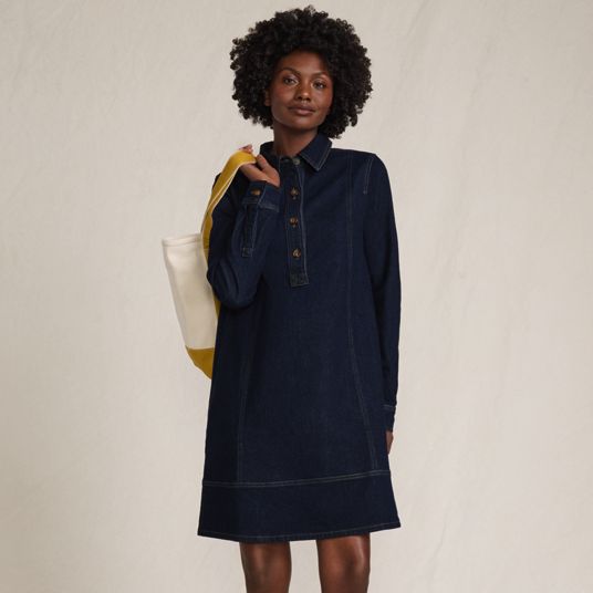 white christmas dresses The Linda Dress in Denim Blue Windsor 14 / Denim Blue Windsor