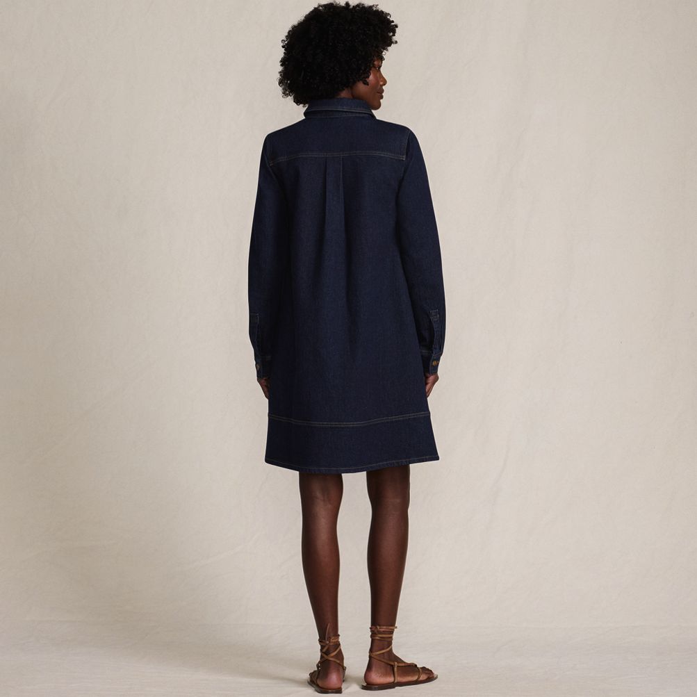 Women's Soft Denim Popover Long Sleeve Shirt Dress | Lands' End