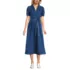 Women's Soft Denim Puff Sleeve Midi Dress, Front