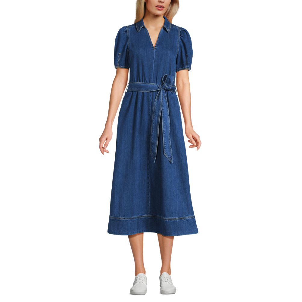 【美品】herliptoPuff Sleeve Midi Dress Denim 美品】herliptoPuff Sleeve Midi Dress Denim
