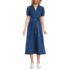 Women's Soft Denim Puff Sleeve Midi Dress, Front