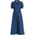Women's Soft Denim Puff Sleeve Midi Dress, Front