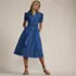 Women's Soft Denim Puff Sleeve Midi Dress, alternative image