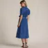 Women's Soft Denim Puff Sleeve Midi Dress, Back