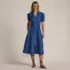 Women's Soft Denim Puff Sleeve Midi Dress, Front