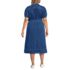 Women's Plus Size Soft Denim Puff Sleeve Midi Dress, Back