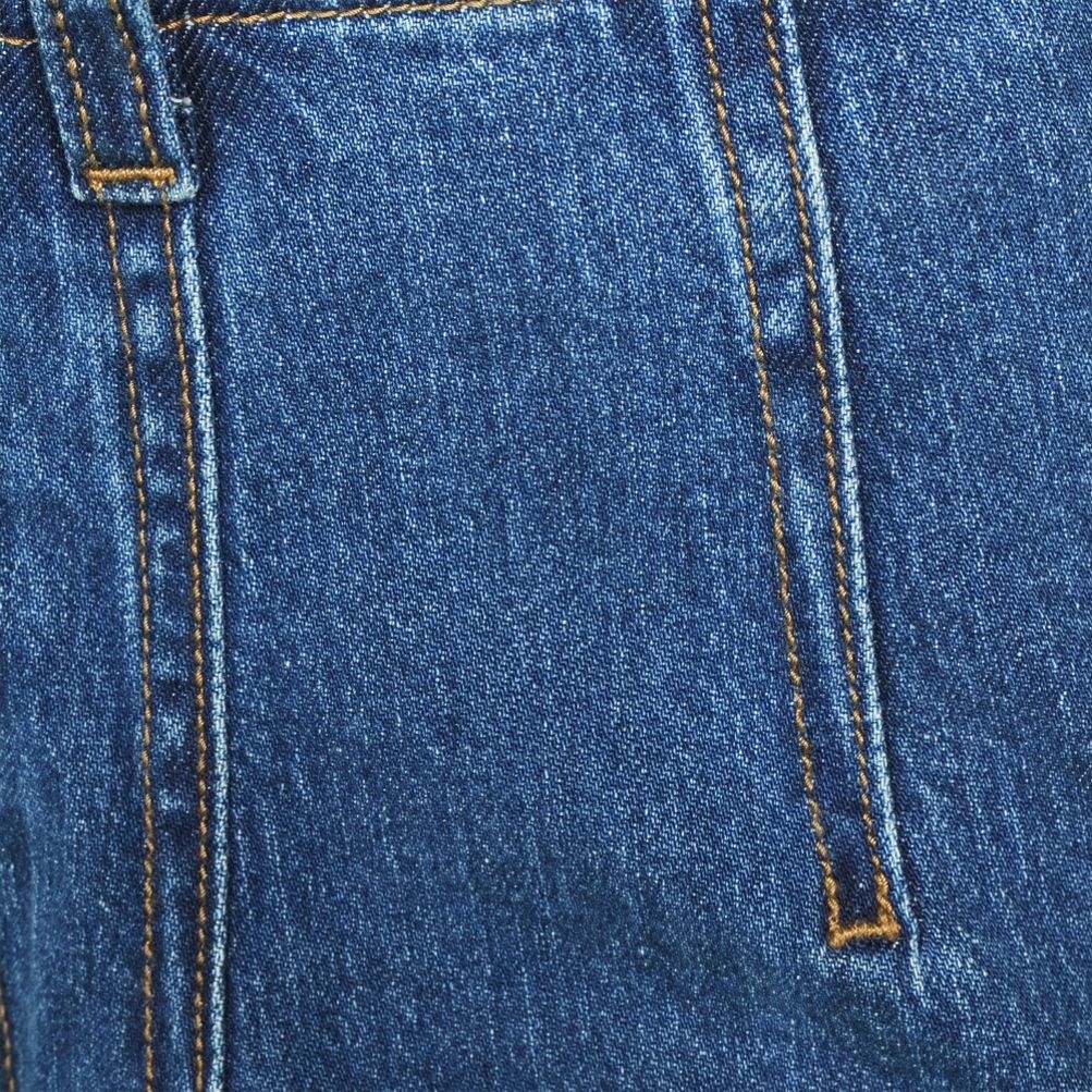 Women's Soft Denim High Rise Wide Leg Top Stitch Trousers