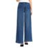 Women's Petite Soft Denim High Rise Wide Leg Top Stitch Trousers, Front