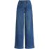 Women's Petite Soft Denim High Rise Wide Leg Top Stitch Trousers, Front