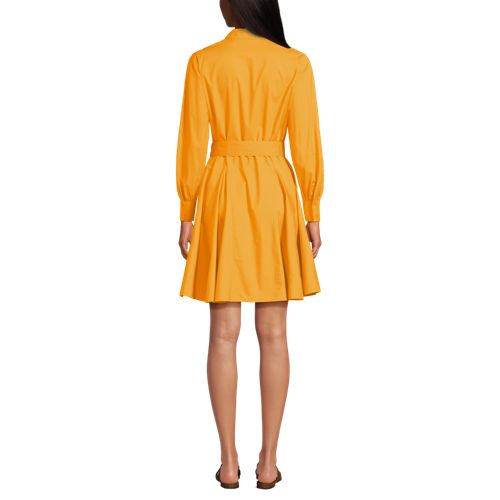 Women's Embroidered Poplin Button Front Dress with Godets, Back