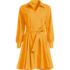 Women's Embroidered Poplin Button Front Dress with Godets, Front