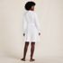 Women's Embroidered Poplin Button Front Dress with Godets, Back