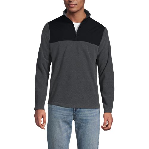  Lands' End Anyweather Colorblock Fleece-pullover Mit Reißverschluss, Herren, Größe:44-46 Regular, Schwarz, Polyester, By Lands' End 