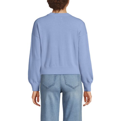  Lands' End Kurzer Feinstrick-cardigan Aus Baumwolle, Damen, Größe:32-34 Regular, Blau, Baumwolle, By Lands' End 