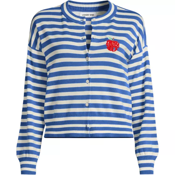 Women's Modern Length Fine Gauge Crew Neck Cardigan Sweater - primary