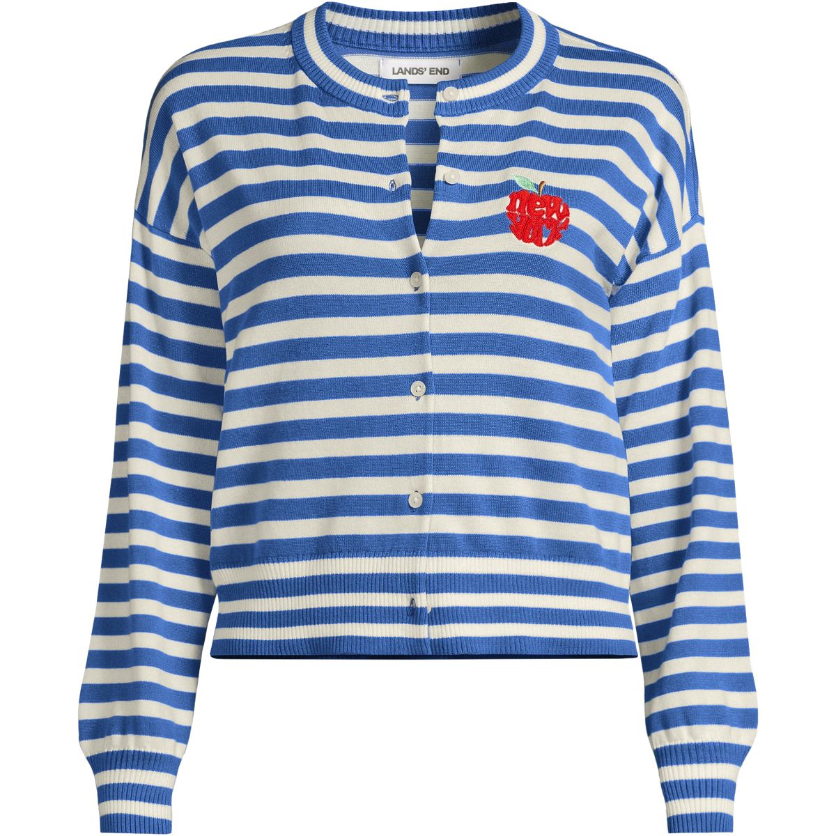 Women's Cropped Fine Gauge Crew Neck Cardigan Sweater