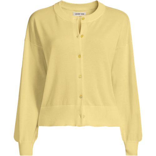  Lands' End Kurzer Feinstrick-cardigan Aus Baumwolle, Damen, Größe:36-38 Regular, Gelb, Baumwolle, By Lands' End 