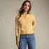 Women's Cropped Fine Gauge Crew Neck Cardigan Sweater, alternative image