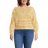 Women's Plus Size Modern Length Fine Gauge Crew Neck Cardigan Sweater, Front