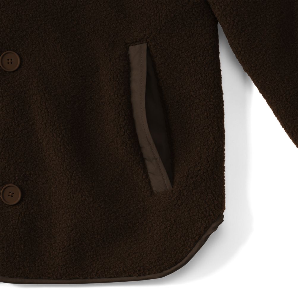 Women's Sherpa Fleece Reversible Mixed Media Long Jacket | Lands' End